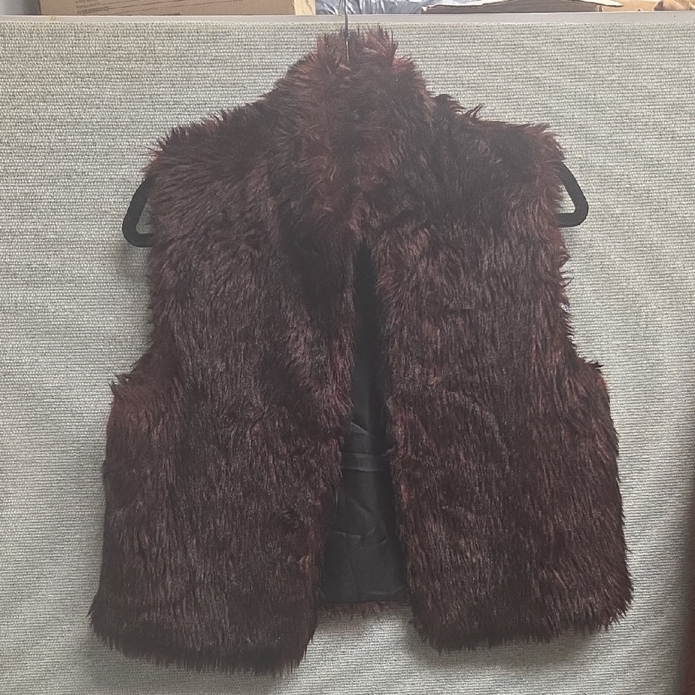 Faux Fur Vest in Rich Burgundy